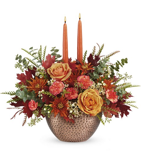 Gleaming Copper Centerpiece from Richardson's Flowers in Medford, NJ